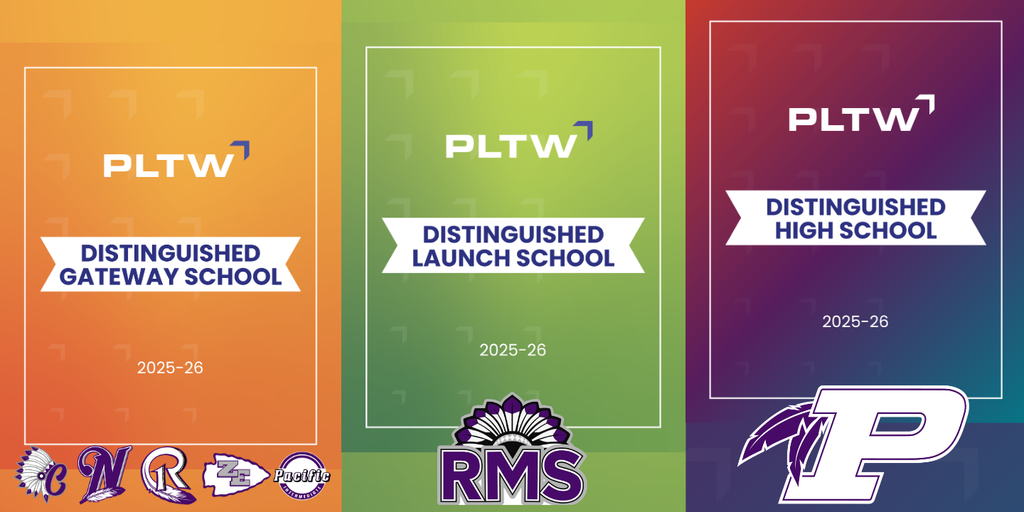 PLTW Distinguished Schools with school logos.
