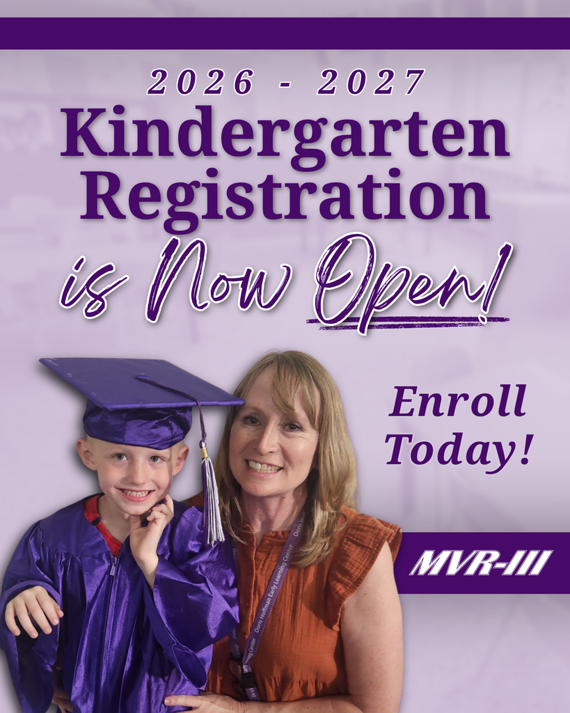 2026-2027 Kindergarten Registration Now Open with students and staff photo.