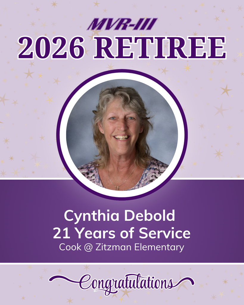 Recognition honoring Cynthia Debold for 21 years of service as a cook at Zitzman Elementary, featuring her portrait and a congratulatory message.