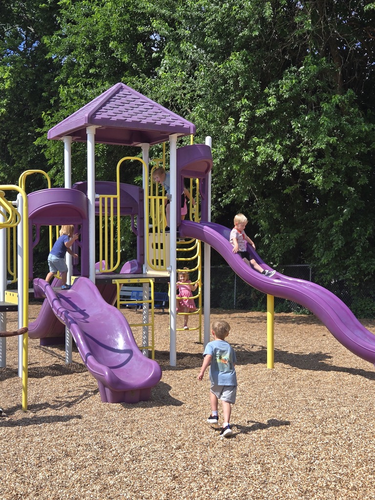 Students playing on an outdoor playground.