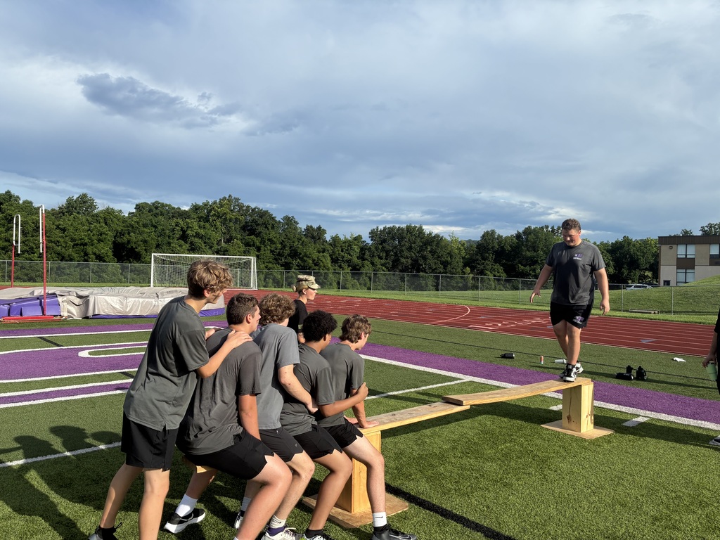 High School students practicing outside on a field.
