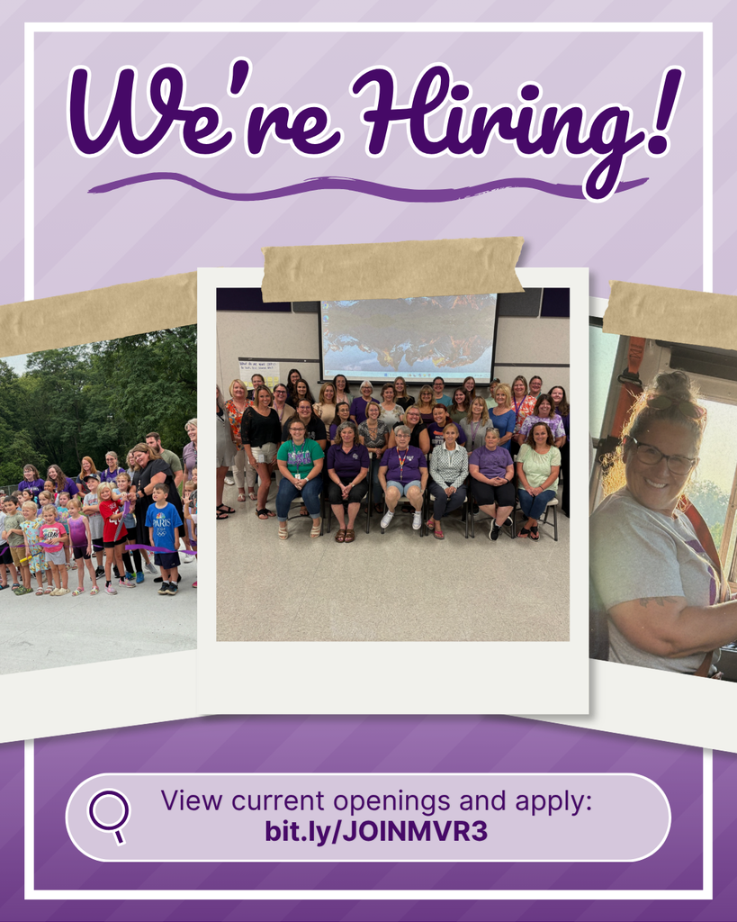 Hiring announcement from Meramec Valley R-III School District featuring staff photos and a link to view current job openings and apply.