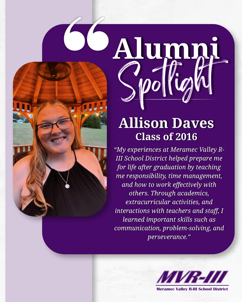 MVR-III Alumni Spotlight, Allison Daves.