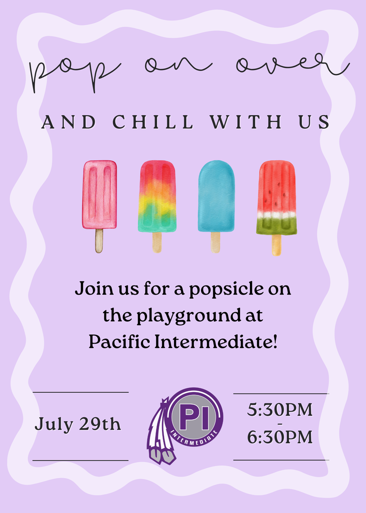 Popsicles on the Playground: July 29th, 5:30-6:30 pm at Pacific Intermediate