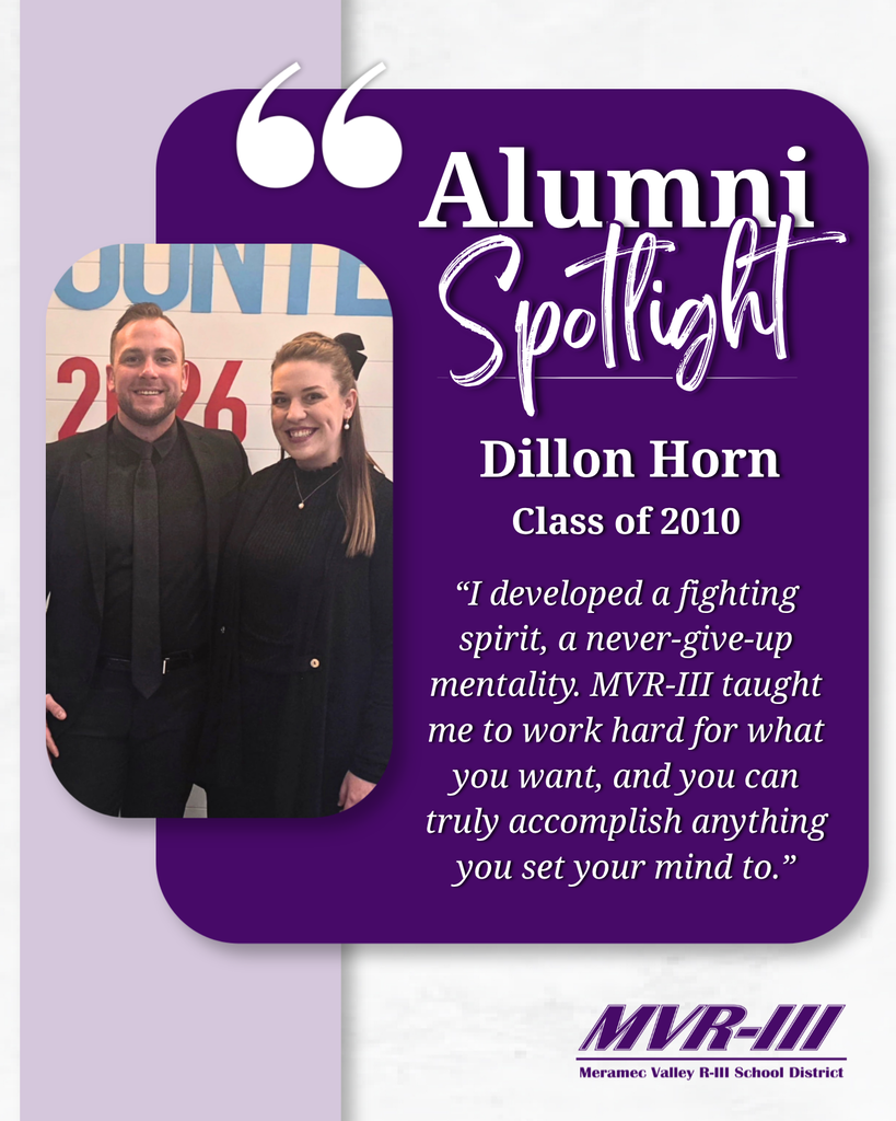 Alumni Spotlight, Dillon Horn, Class of 2010 and quote.