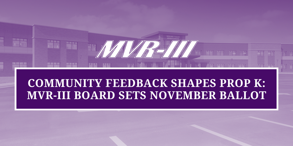 Community feedback shapes Prop K title, with MVR-III logo.