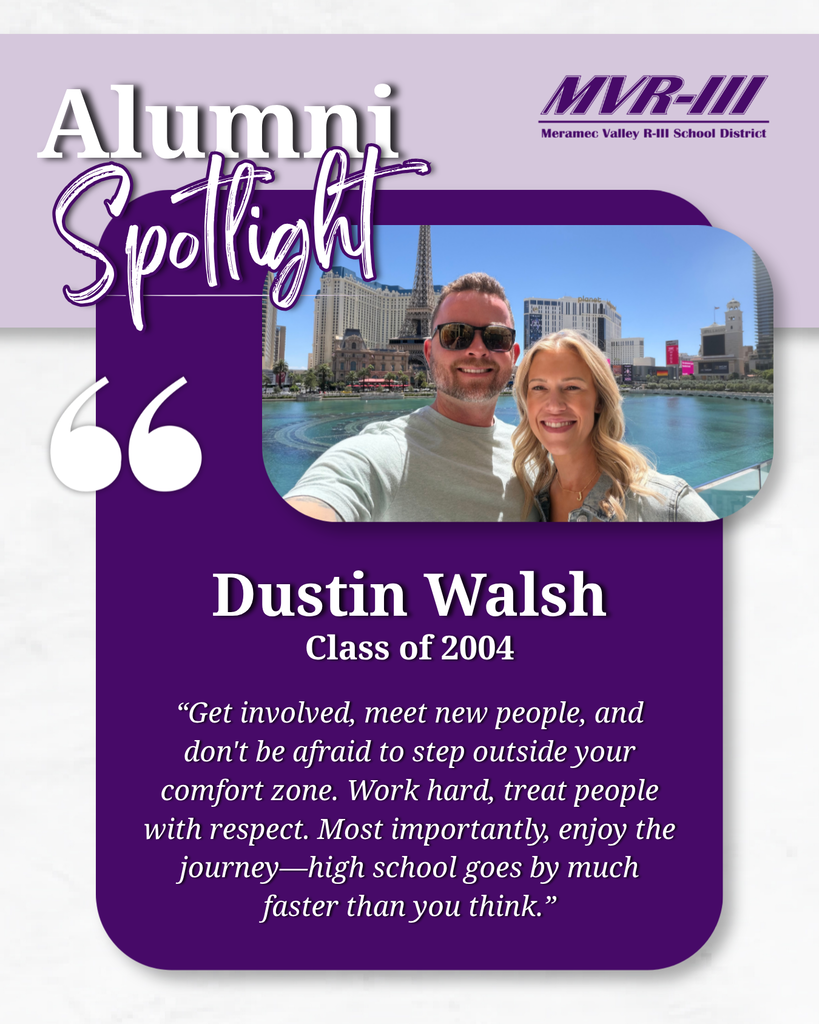 Alumni Spotlight featuring Dustin Walsh, Class of 2004, sharing advice to get involved, work hard, and enjoy the journey.