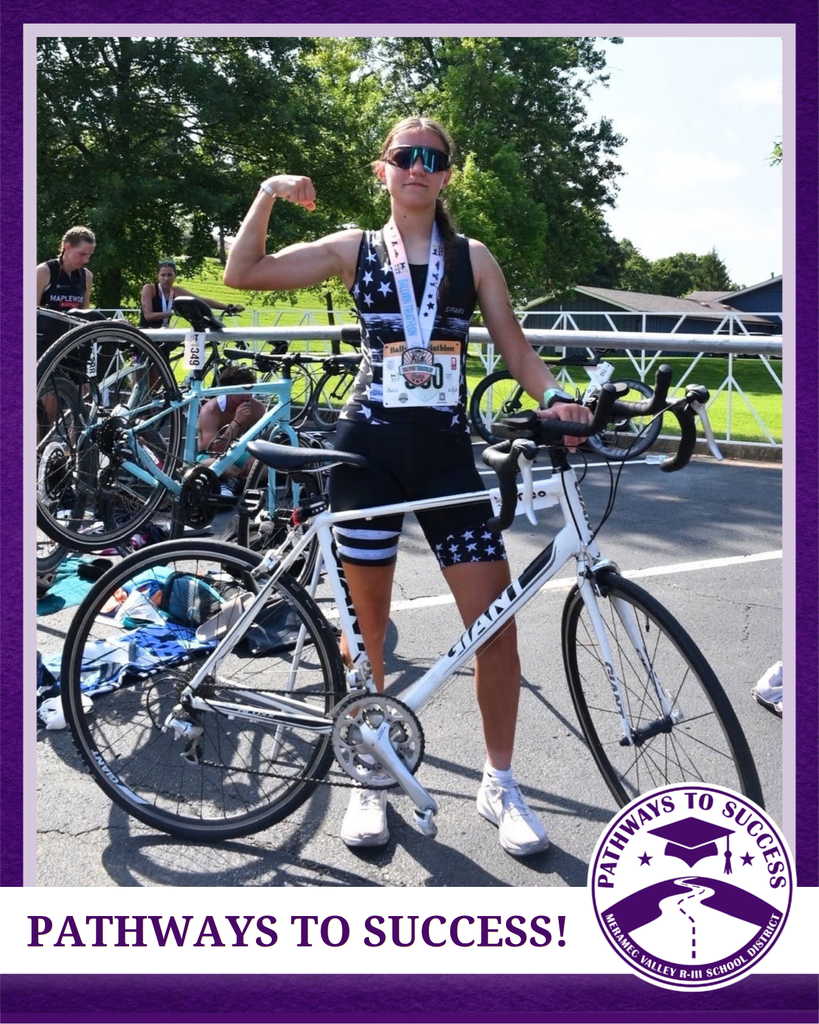 Pathways to Success logo, with a student posing with a bicycle.