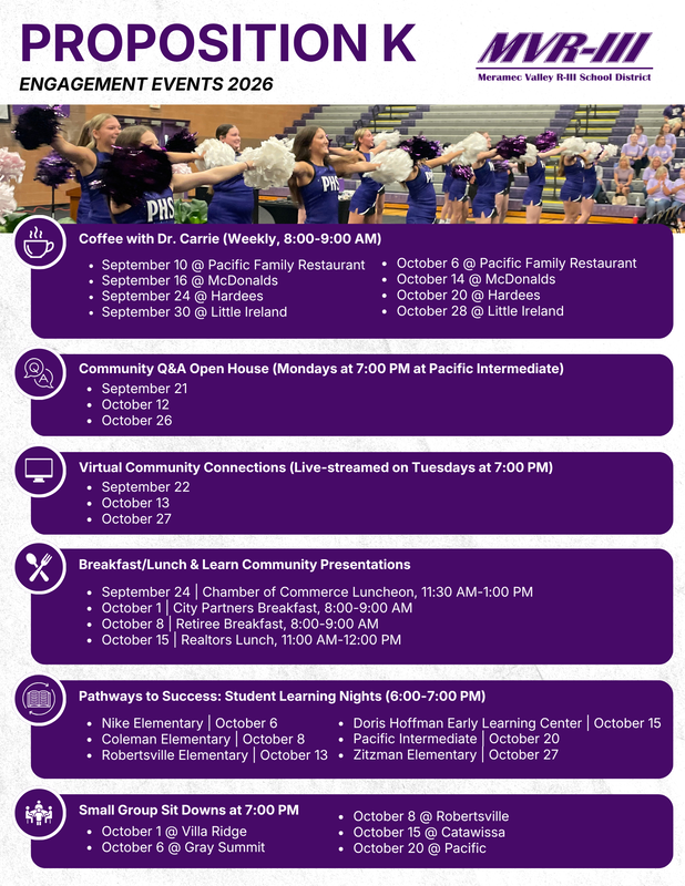Prop K Community Engagement Events informational flyer.