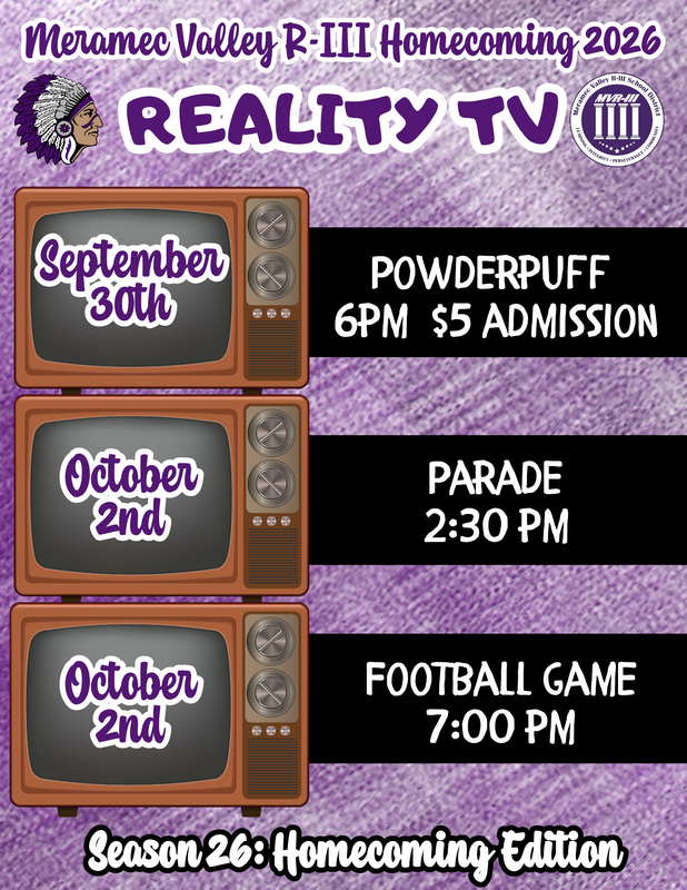 Homecoming Spirit Week 2026 schedule.