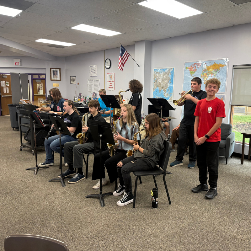 A group of students performing as a band.