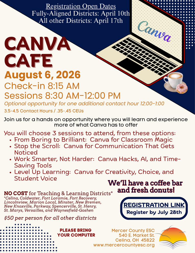 Canva flyer that includes date: August 6, Time 8:15AM-12:00PM. Flyer includes registration link.