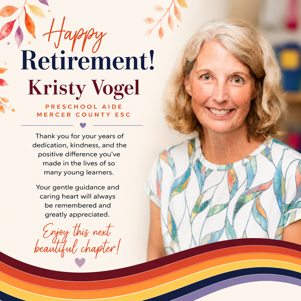 A smiling woman with short blonde hair, standing in front of a colorful background, celebrating her retirement.