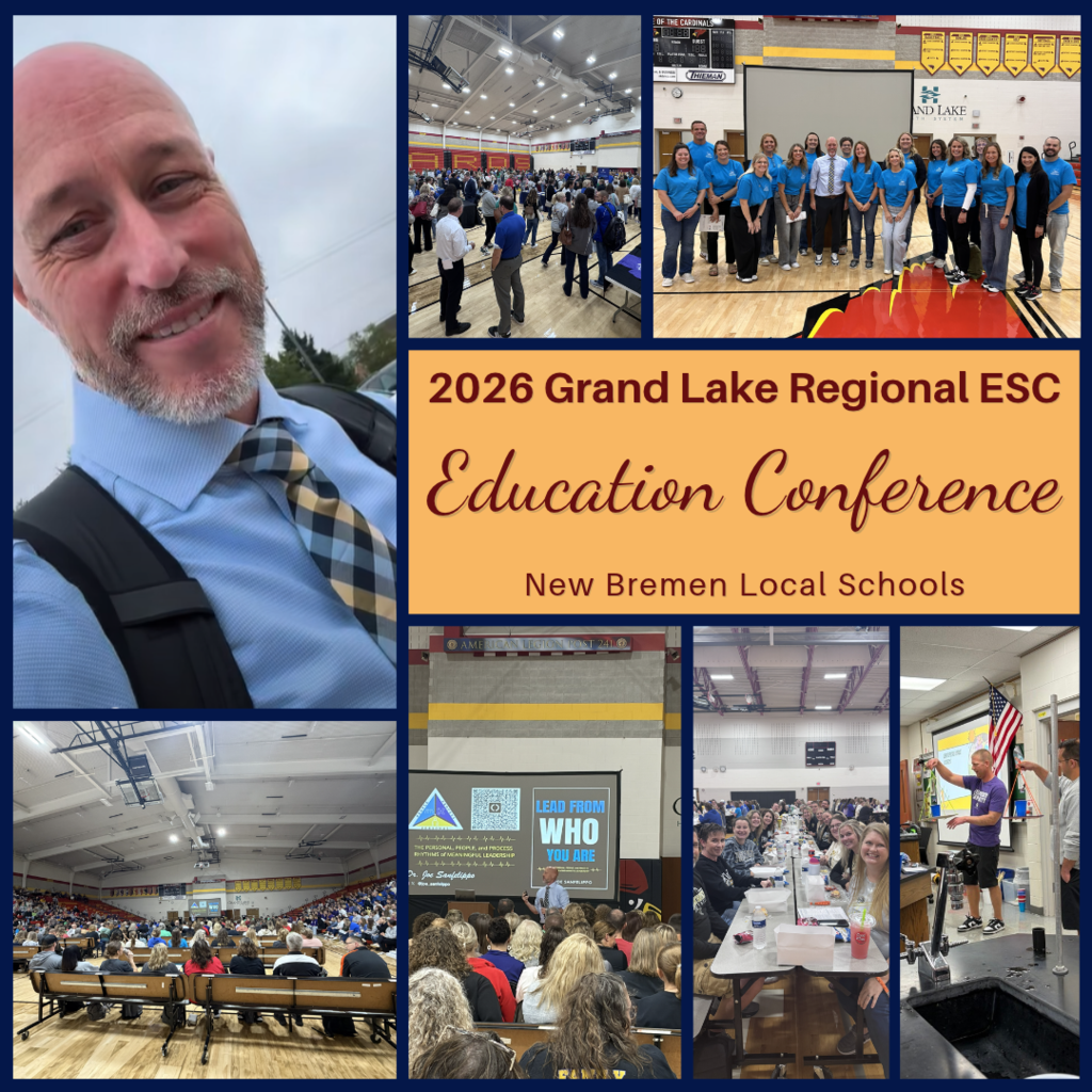 Collage of images showing attendees at a conference, a man with a backpack, people in blue shirts, and indoor rooms.