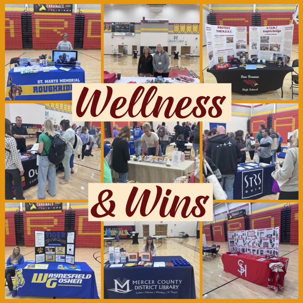 Collage of various booths and tables with people attending a wellness event in a gym.