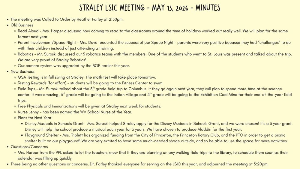 Straley LSIC Meeting Minutes