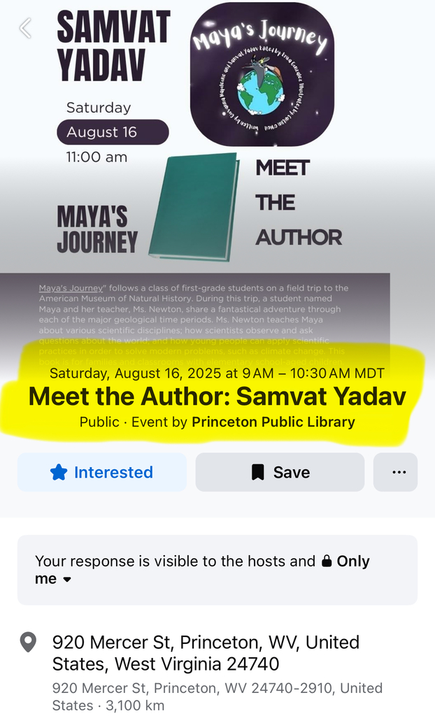 Author Samvat Yadav at the Princeton Public Library August 16, 2025 at 9:00 a.m.
