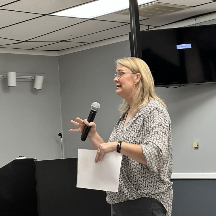 Amanda Aliff explaining the ReachOut program to board members