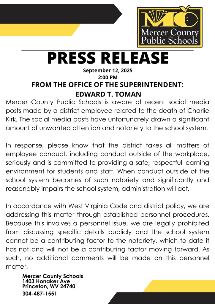 Statement regarding a personnel issue.