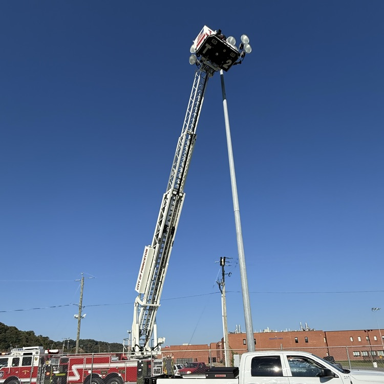 Princeton FD helping with lights at PSHS soccer field