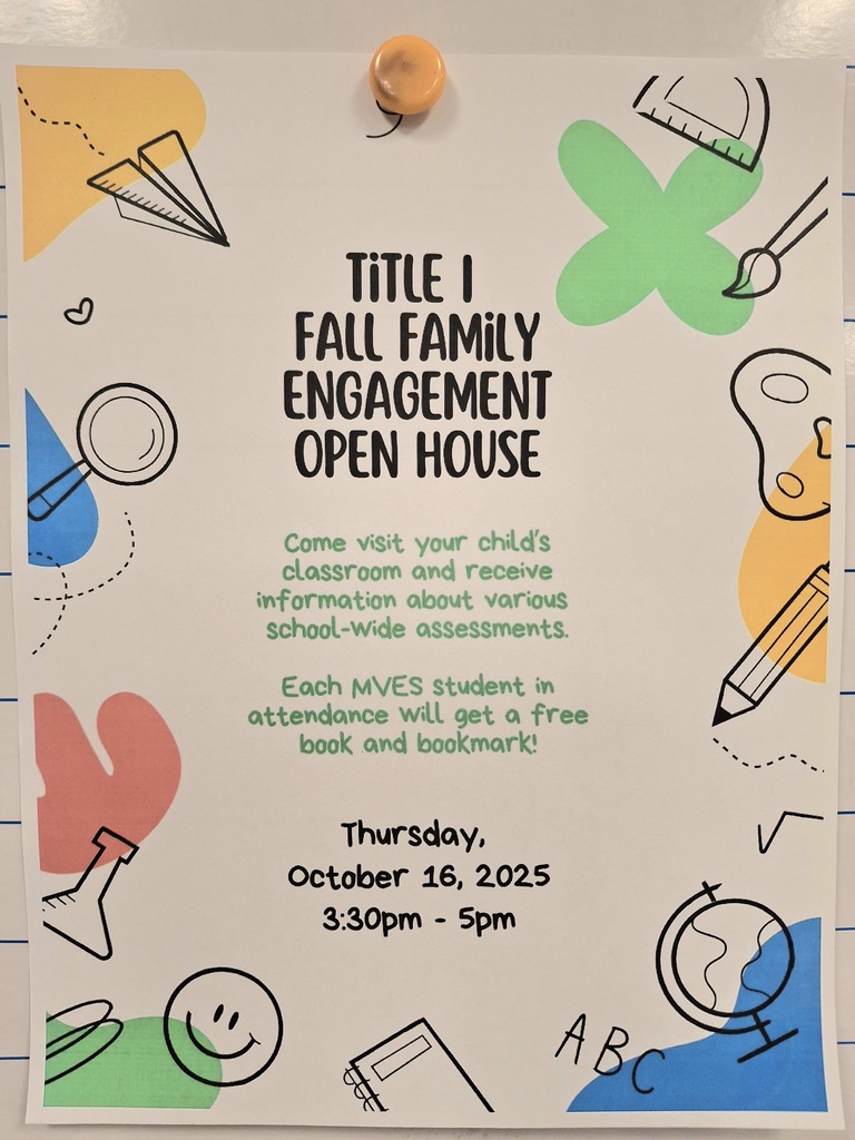 Our Title I Fall Family Engagement Open House is coming up!    We look forward to seeing everyone there.  Thursday, October 16, 2025  3:30pm-5:00pm