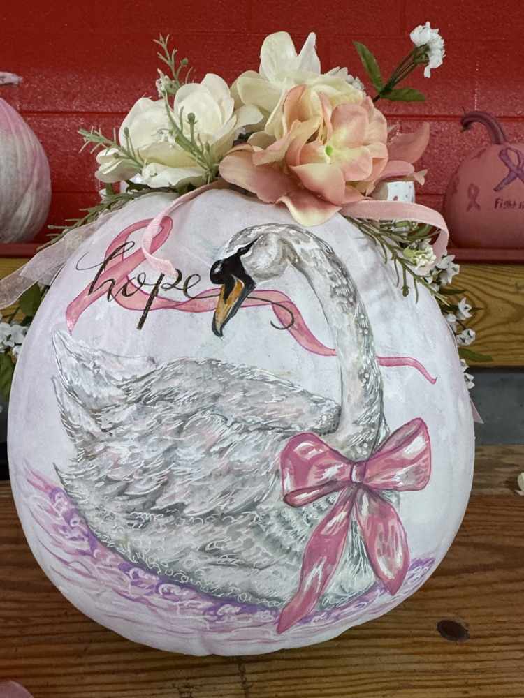 pumpkin with a swan on it