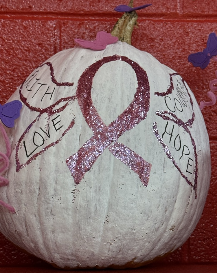 pumpkin with pink glitter ribbon