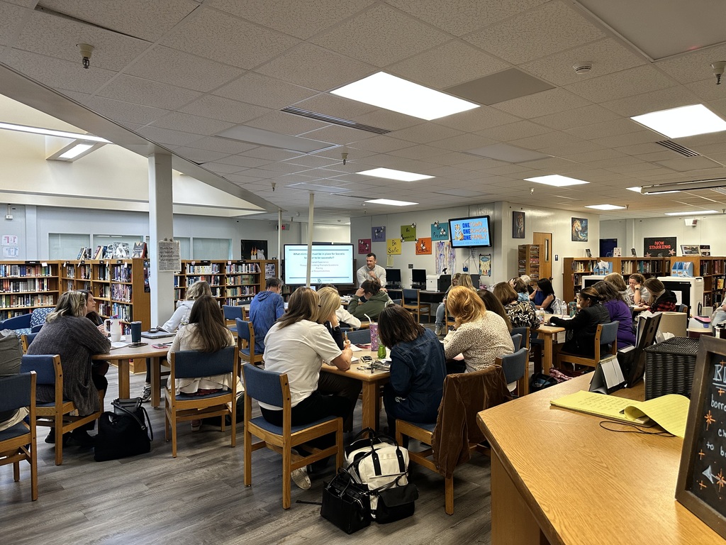 Weston Kieschnick training session at PSHS in the media center. Secondary teachers pictured here.