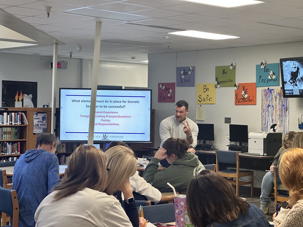 Weston Kieschnick training session at PSHS in the media center. Secondary teachers pictured here.