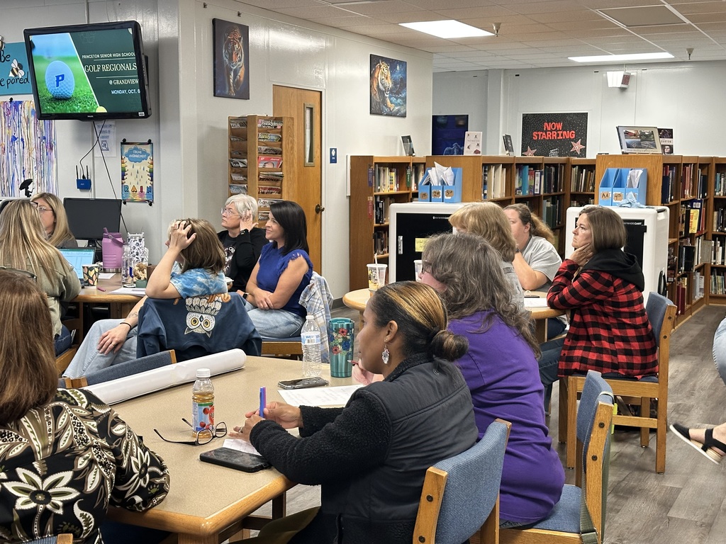 Weston Kieschnick training session at PSHS in the media center. Secondary teachers pictured here.