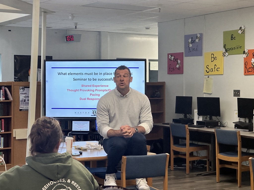 Weston Kieschnick training session at PSHS in the media center. Secondary teachers pictured here.