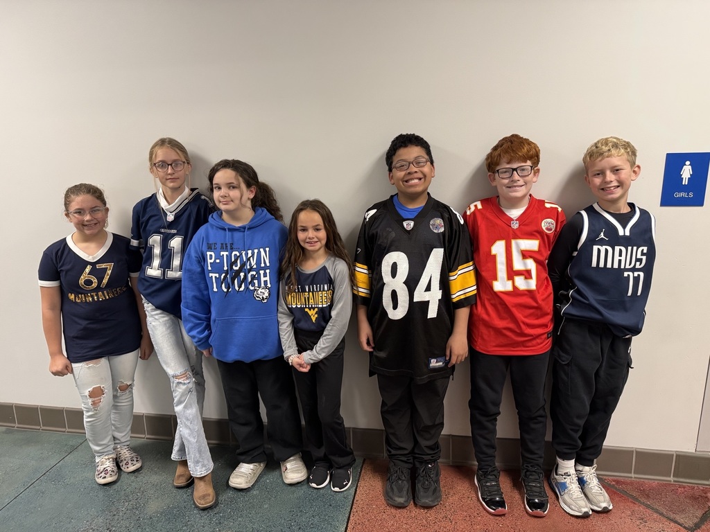5th graders showing team spirit for Red Ribbon Week - "Team Up Against Drugs!"