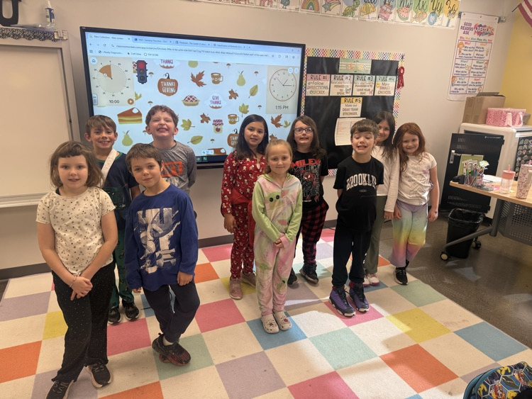 Ms. Thornton's 2nd grade was very cozy today in our pjs and lounge wear! 