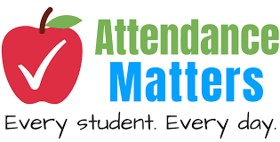 The words "Attendance Matters" Every Student. Every Day. There is a picture of an apple with a check mark beside the words.