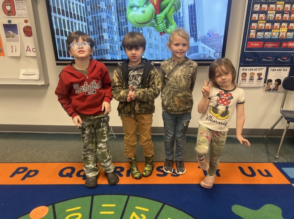 Mrs. Jones kindergarteners showed their school spirit on Kindness/Peace Day and Camo Day.