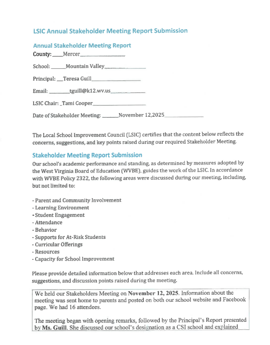 Minutes from LSIC Annual Stakeholder Meeting on November 12, 2025.