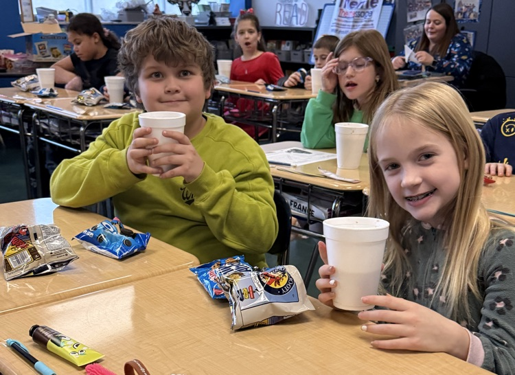 3rd grade enjoyed some hot chocolate while watching The Polar Express