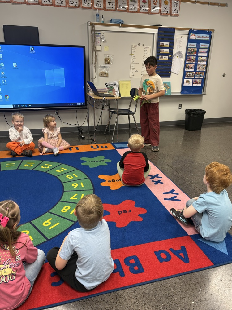 One of Mrs. Fulp's second graders got the opportunity to go to PreK today to talk to them about dinosaurs. We are so proud of him for having the confidence to go and share his dino knowledge with them today! 