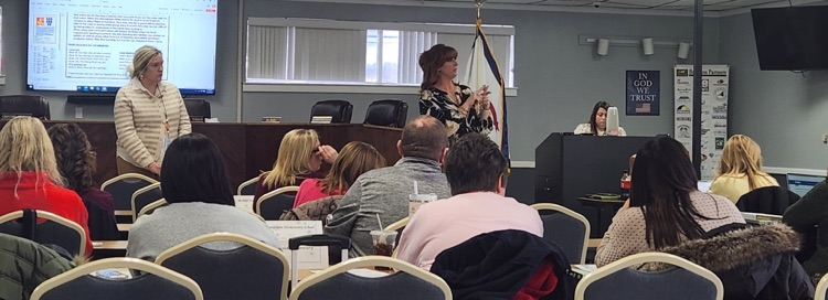 LaCosta Hodges and Kelli Stanley speaking to participants 