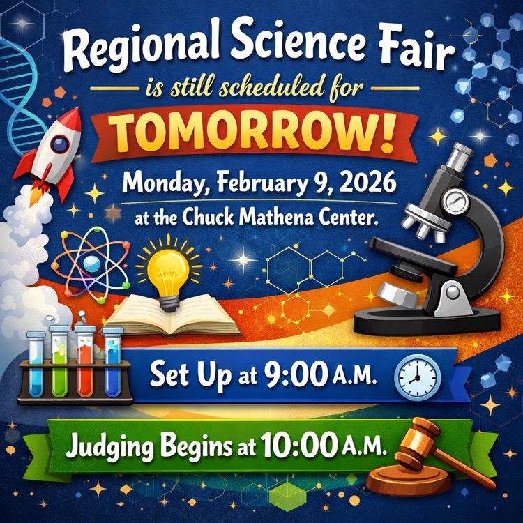 regional science fair tomorrow at 9:00 am
