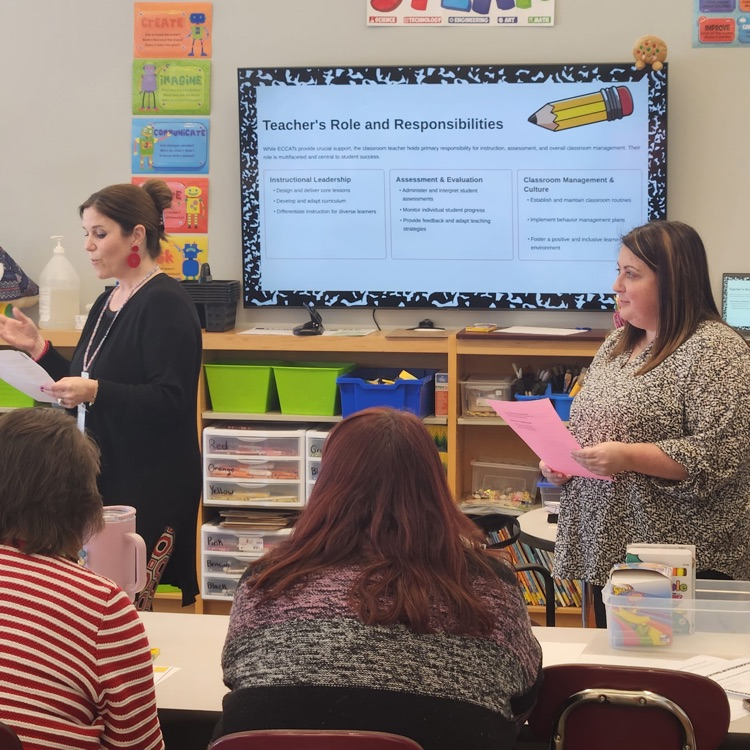 ECCAT training provided by grade levels. the topic was explicit instruction, extraordinary results. all pictures show training participants and presenters