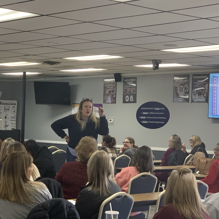 ECCAT training provided by grade levels. the topic was explicit instruction, extraordinary results. all pictures show training participants and presenters