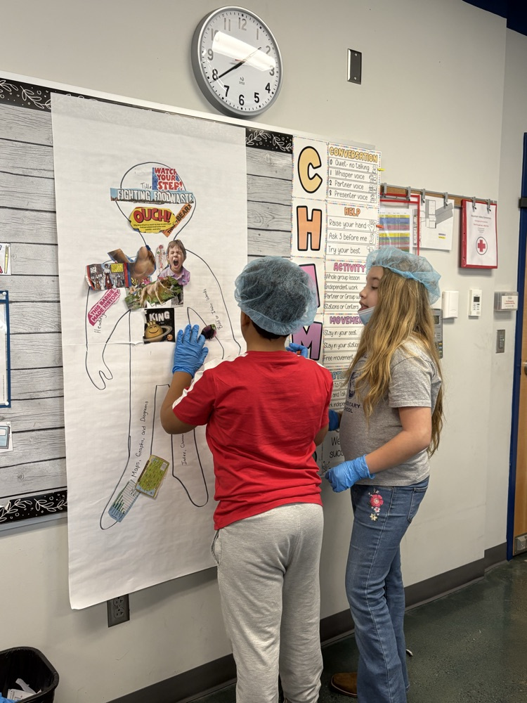 Fourth grade “scrubbed in” today to practice identifying and applying their knowledge of text features! 