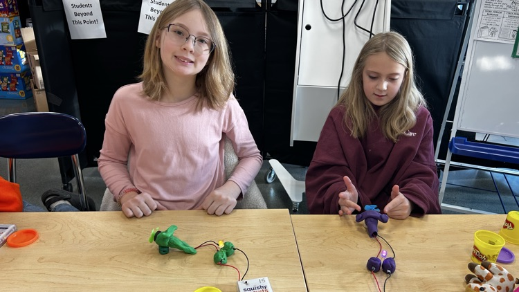 Learning was “electrifying” today! Students experimented with Squishy Circuits, using special conductive dough to build simple circuits that powered LED lights. A fun way to explore STEM in action!