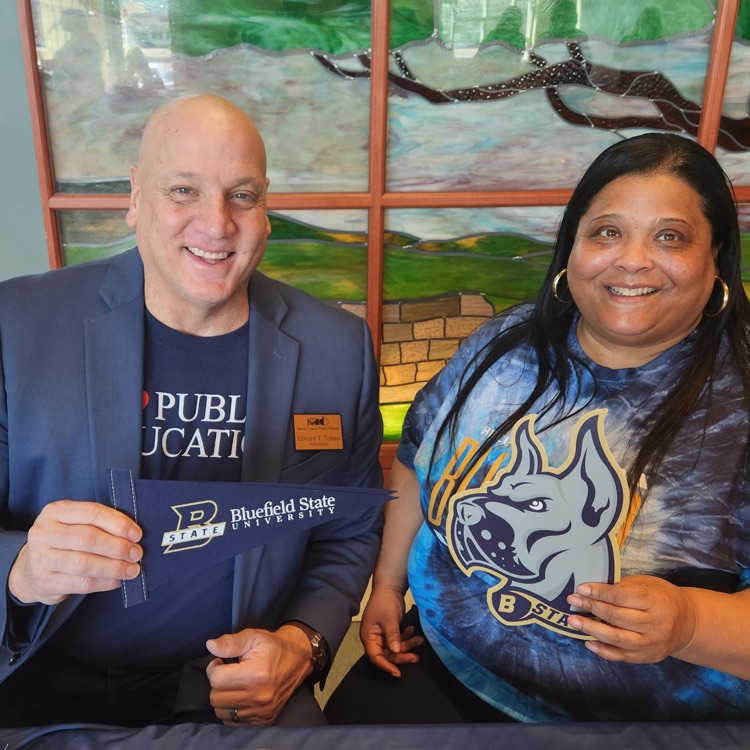 superintendent Toman with Bluefield State admissions counselor  