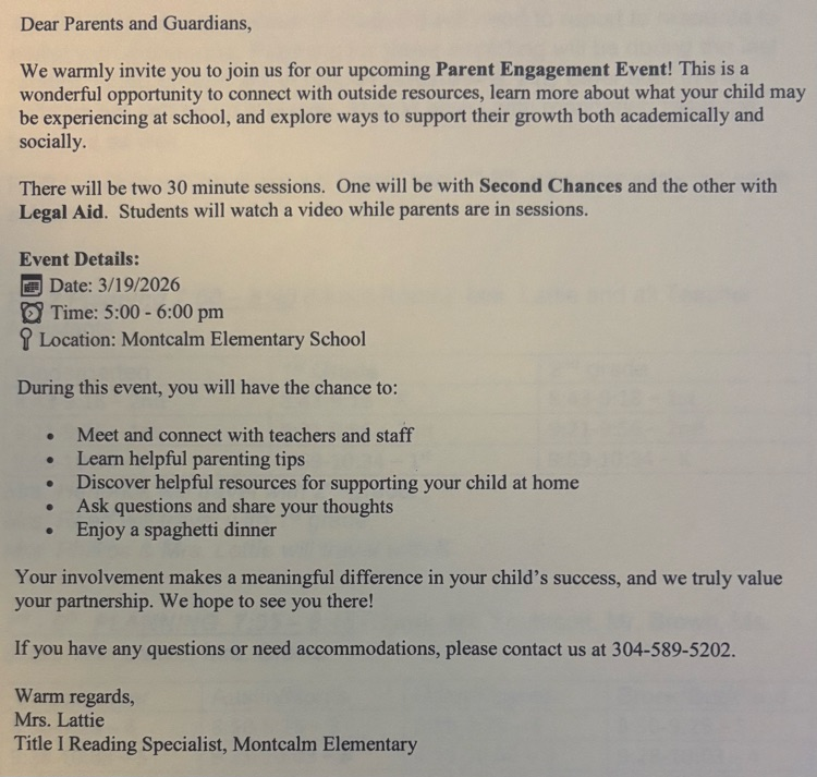 Title I parent engagement flyer