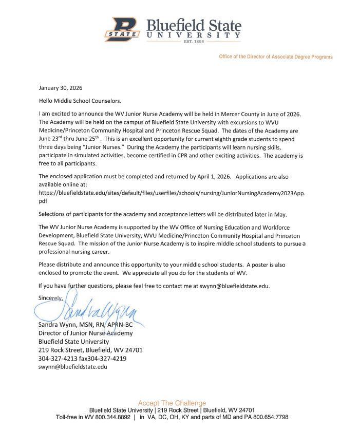 BSU WV Junior Nurse Academy