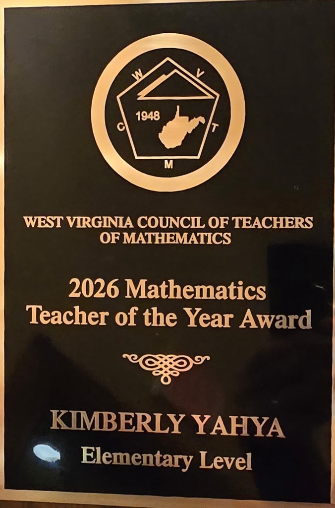 Mrs. Yahya's 2026 Mathematics Teacher of the Year Award plaque