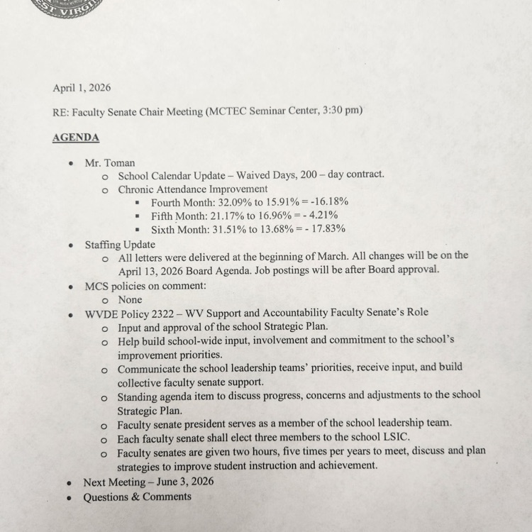 faculty senate chair meeting today