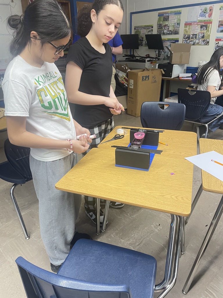 students trying out their bridges